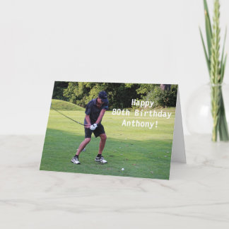 Cartão De Agradecimento Feliz 80º Aniversário Golfer Foto Esportiva