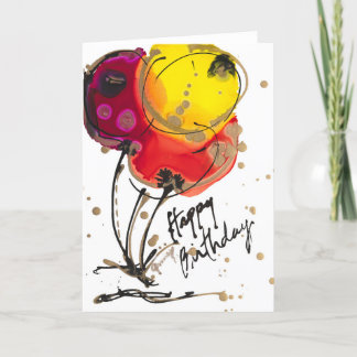 Cartão De Agradecimento Feliz Aniversário 3 Balões Vazio de Lovitude Cartã