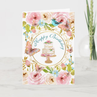 CARTÃO DE AGRADECIMENTO FELIZ ANIVERSÁRIO AQUARELA 
