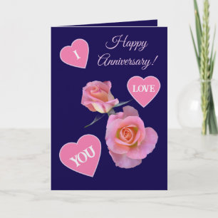 Cartão De Agradecimento Feliz Aniversário/Corações e Rosas