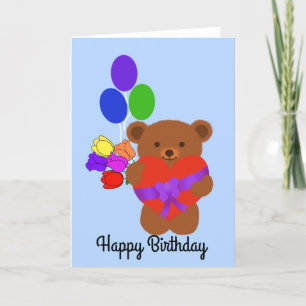 Cartão De Agradecimento Feliz Aniversário, Cute Teddy Bear #4 Card