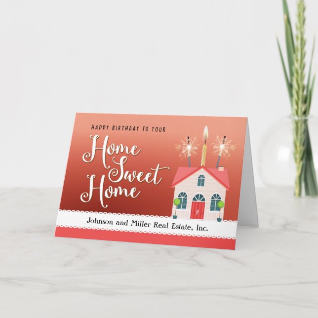 Cartão De Agradecimento Feliz Aniversário Da Casa Do Realtor (Frente)
