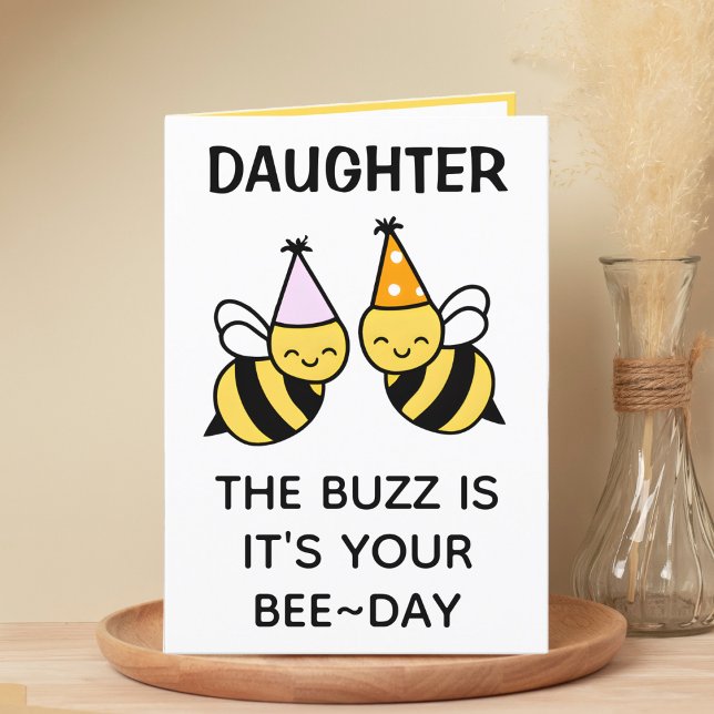 Cartão De Agradecimento Feliz Aniversário da Filha da Bumblebee (cute bee bumblebee birthday card for daughter)