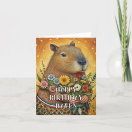 Cartão De Agradecimento Feliz aniversário da Foldet Capybara