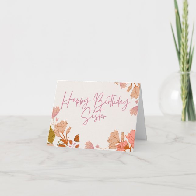 Cartão De Agradecimento Feliz Aniversário da Irmã (Frente)