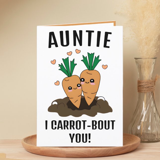 Cartão De Agradecimento Feliz Aniversário da Tia Feliz Carrot (cute funny carrot birthday card for aunt)