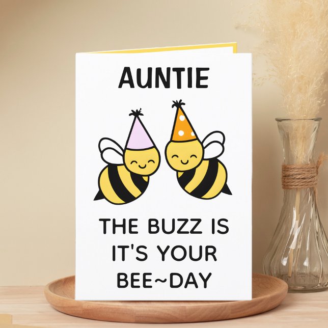Cartão De Agradecimento Feliz Aniversário da Tia Feliz da Família Bumblebe (cute bee bumblebee birthday card for aunt)