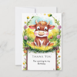 Cartão De Agradecimento Feliz Aniversário da Vaca Mágica