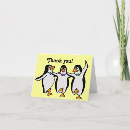 Cartão De Agradecimento Feliz Aniversário de Pinguins Dançantes Feliz