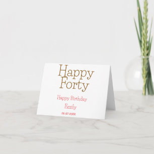 Cartão De Agradecimento feliz aniversário de quarenta anos nome letra negr