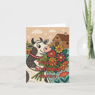 Cartão De Agradecimento Feliz aniversário do amante das vacas