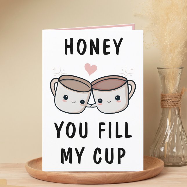 Cartão De Agradecimento Feliz Aniversário do Coffee Cup Feliz (Cute Funny Coffee Cup Spouse Happy Birthday Thank You Card)