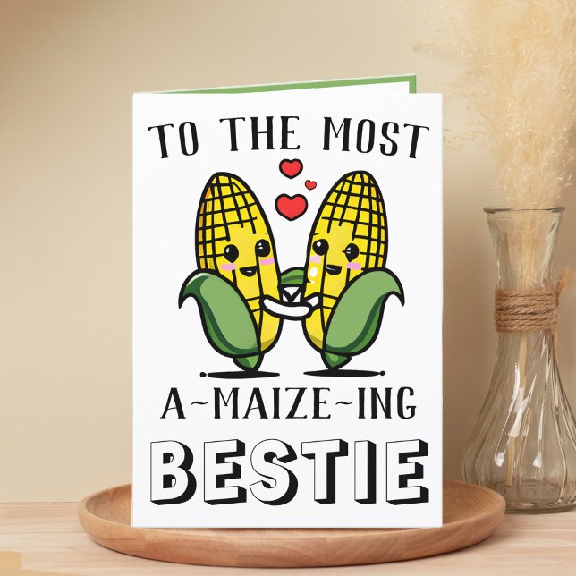 Cartão De Agradecimento Feliz Aniversário do Melhor Amigo Do Milho Milho (cute corn on the cob birthday card for best friend)