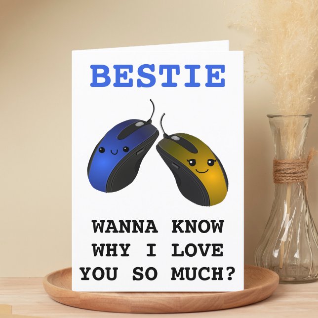 Cartão De Agradecimento Feliz Aniversário do Melhor Amigo do Mouse Computa (Funny Computer Mouse Click Best Friend Happy Birthday Thank You Card)