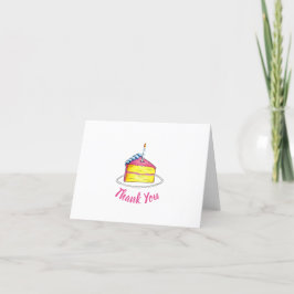 Cartão De Agradecimento Feliz Aniversário do Partido da Vela do Bolo Rosa