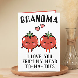 Cartão De Agradecimento Feliz Aniversário do Tomate Engraçado Pun Avó