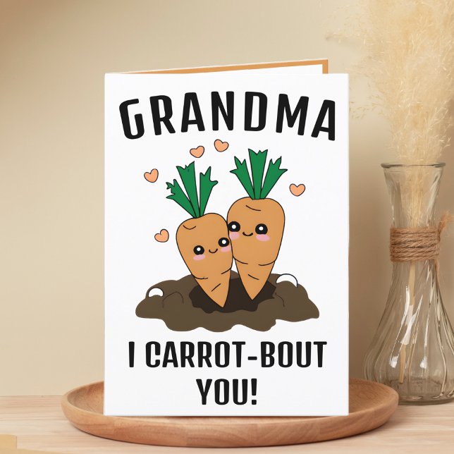 Cartão De Agradecimento Feliz Aniversário Feliz Carrot Pun Avó (cute funny carrot birthday card for grandmother)