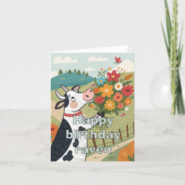 Cartão De Agradecimento Feliz aniversário, foldete de vaca