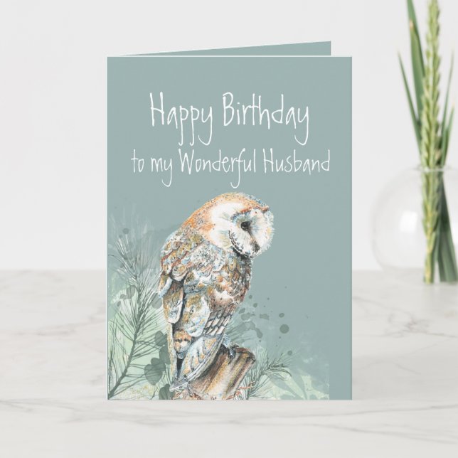 Cartão De Agradecimento Feliz aniversário Maravilhoso Huband Barn Owl (Frente)