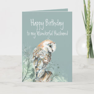 Cartão De Agradecimento Feliz Aniversário Maravilhoso Huband Barn Owl 