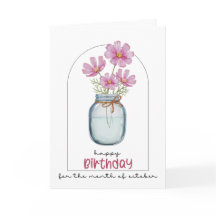 Feliz Aniversário Noturno Mês Flor Cosmos |Outubro