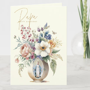 Cartão De Agradecimento FELIZ ANIVERSÁRIO PAPAI Floral Religioso