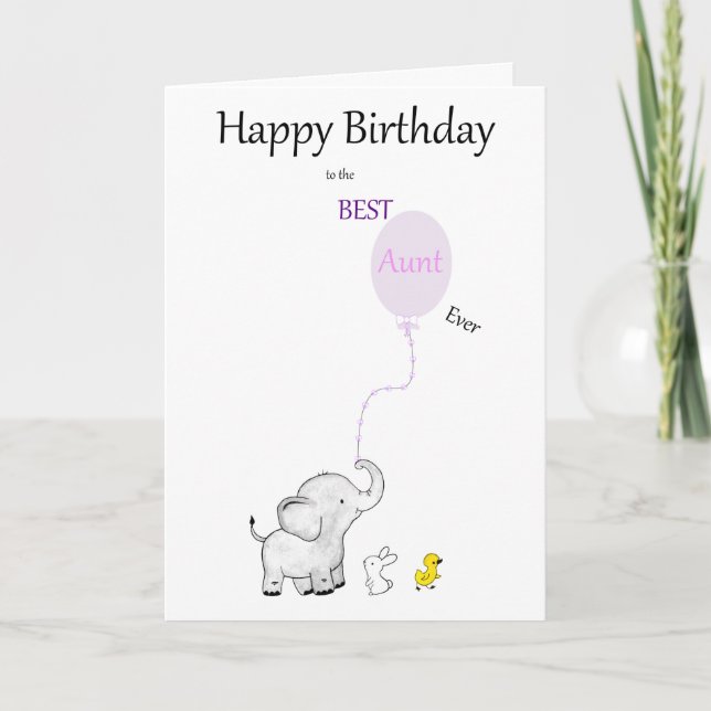 Cartão De Agradecimento Feliz aniversário para a melhor tia do mundo - CAR (Frente)