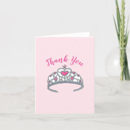 Cartão De Agradecimento Feliz Aniversário, Princesa Rosa, Tiara Coroa