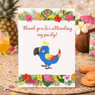 Cartão De Agradecimento Feliz Aniversário Tropical Parrot