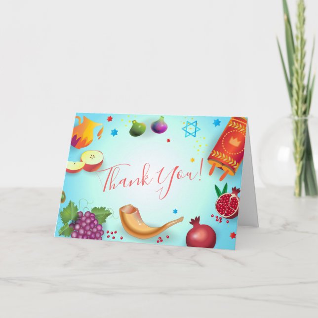 Cartão De Agradecimento Feliz Ano Novo Judaico Rosh Hashaná Mel e Maçã (Frente)