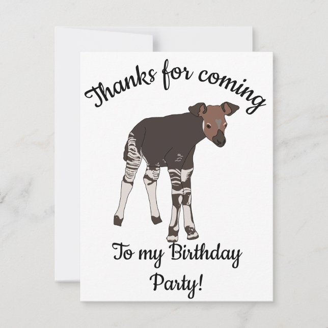 Cartão De Agradecimento Feliz B-day Baby Okapi (Frente)