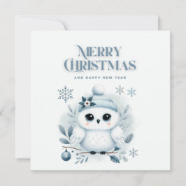 Cartão De Agradecimento Feliz Coruja de Natal