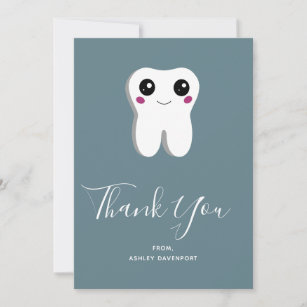 Cartão De Agradecimento Feliz Dente Dental Sorrindo Bonito Obrigado