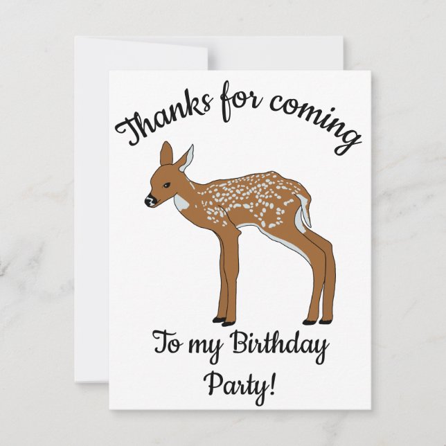 Cartão De Agradecimento Feliz dia B, Fawn (Frente)
