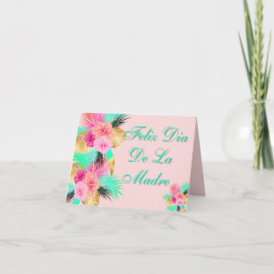Cartão De Agradecimento Feliz Dia Das Mães Folhas Tropicais Espanhol