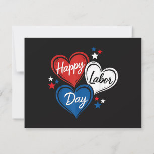 Cartão De Agradecimento Feliz Dia do Trabalhador Corações Patrióticos Verm