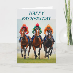Cartão De Agradecimento Feliz dia dos pais com cavalos de corrida correndo