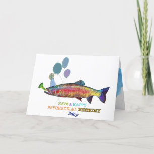 Cartão De Agradecimento Feliz Grafite de Aniversário Peixe