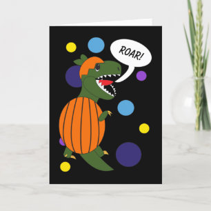 Cartão De Agradecimento Feliz Halloween Dinossaur Trex Personalizar Engraç