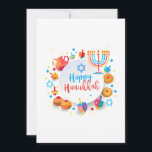 Cartão De Agradecimento Feliz Hanukkah Belo Ornamento de Férias Judaicas<br><div class="desc">Feliz Hanukkah Belo Cartão de Cartões de natal Judeu. Anukkah,  feriado judeu,  com símbolos tradicionais Chanukah - sonhos de madeira (rodando no topo),  rosquinhas,  menorah,  velas,  estrela de David e padrão de papel de parede brilhando. Decoração do Festival Chanucá. Convites & Papel de Carta,  Cartões de Saudação,  Obrigado!</div>