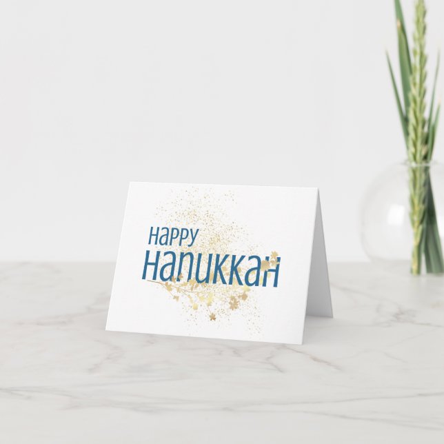 Cartão De Agradecimento Feliz Hanukkah (com folhagem Dourada) (Frente)