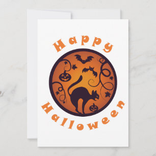 Cartão De Agradecimento Feliz lanterna do Halloween aranhas e morcegos neg