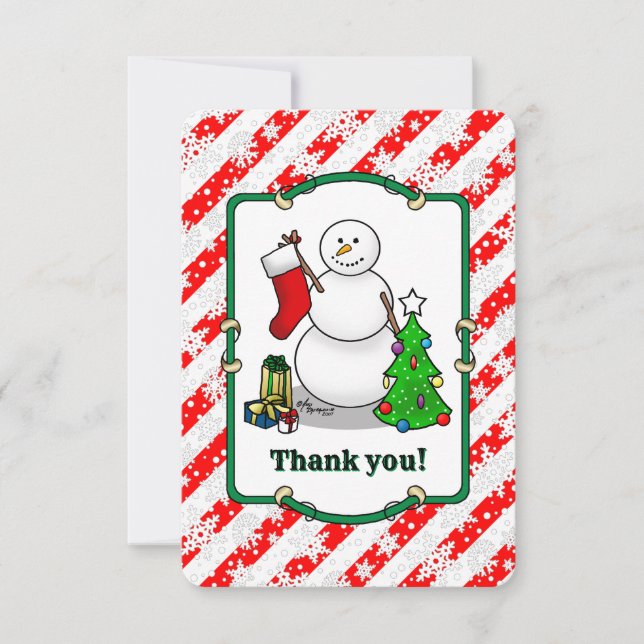 Cartão De Agradecimento Feliz Natal 2 Árvore de Neve (Frente)