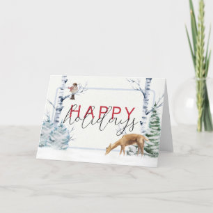 Cartão De Agradecimento feliz Natal aquarela cervo empresarial Natalino