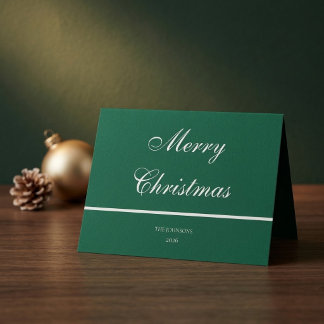 Cartão De Agradecimento Feliz Natal Carta de Férias Verde com Letra Branca