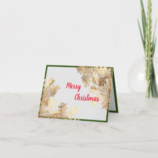 Cartão De Agradecimento Feliz Natal com Flocos de Neve Dourados