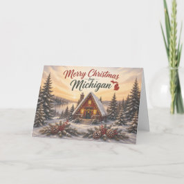 Cartão De Agradecimento Feliz Natal de Michigan