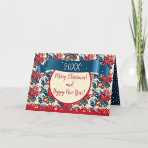 Cartão De Agradecimento Feliz Natal e Feliz ano novo! Pássaro Azul 2026