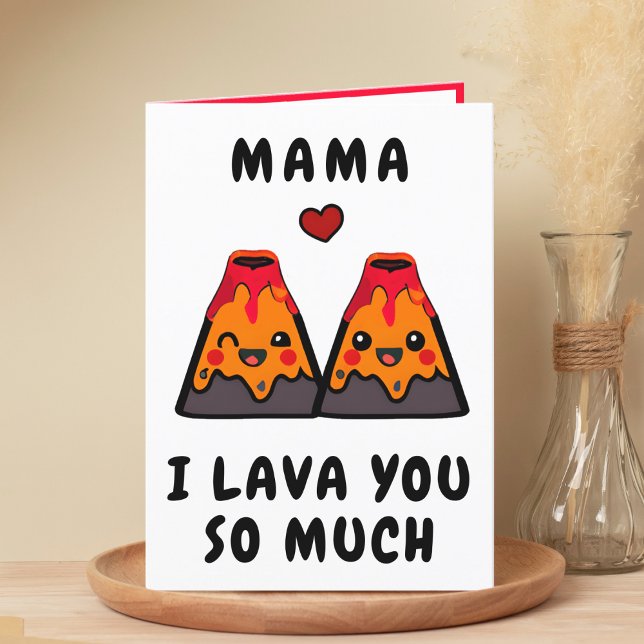 Cartão De Agradecimento Feliz Natal Feliz, Mãe Mãe Feliz Aniversário (cute, funny volcano lava I love you happy birthday card for mother / father)