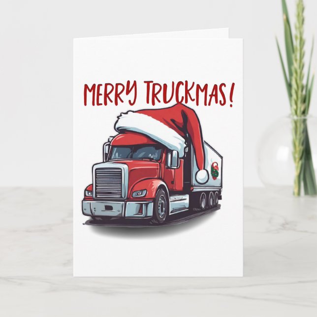 Cartão De Agradecimento Feliz Natal Motorista Semi Truckmas Engraçado (Frente)
